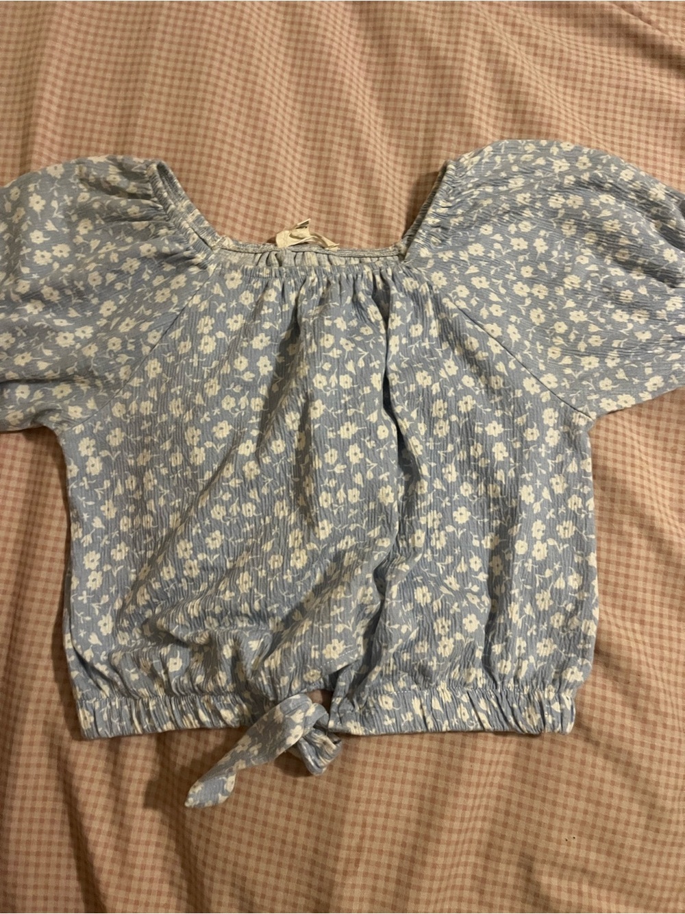 Jessica Simpson Light Blue Floral Tie-Front Blouse
